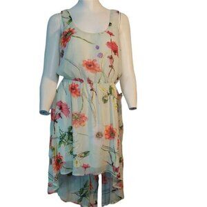 Sleeveless HighLow Suzy Shire Floral Light Green Summer Dress